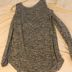 Gray cold shoulder sweater